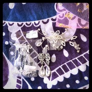 Bridal/formal/ Prom - Hair comb, pins and Earrings